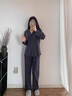 雅鹿女士睡衣女純棉開(kāi)衫長(zhǎng)袖褲2025新款100%全棉四季可外穿家居服套裝 【100%棉  舒適透氣】墨黑色 L 【建議體重100-120斤】 曬單實(shí)拍圖
