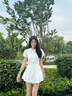茯見 學院風小個子白色襯衫連衣裙女2025夏季氣質(zhì)收腰甜美短裙a字裙 白色M【建議90-105斤】 曬單實拍圖
