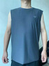 莫代爾夏季大碼冰絲背心男無(wú)袖T恤寬松加肥加大號胖哥冰絲速干運動(dòng)汗衫 湖藍色 3XL (160-190斤左右) 曬單實(shí)拍圖