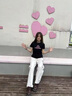 NICEBAD(原WORKSOUT)抽皺印花正肩緊身短袖百搭簡(jiǎn)約夏季女T恤 黑色 * M 曬單實(shí)拍圖
