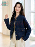 Halo Queen牛仔短外套女復古毛邊口袋單排扣時(shí)尚百搭牛仔外套新品H143U5002 曬單實(shí)拍圖
