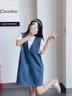 減齡氣質(zhì)假兩件牛仔背帶短裙女2025年夏季大碼收腹顯瘦遮肉連衣裙 藍(lán)色假兩件背帶短裙單件 S 曬單實(shí)拍圖
