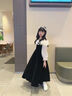 FIDQIOG品牌高端女童黑色禮服生日公主裙演出服 套餐：黑色長袖長款+蝴蝶頭飾 120 cm 曬單實(shí)拍圖