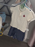 babylove嬰兒吊帶連體衣夏季衣服純棉哈衣爬服男女寶寶簡約可愛短爬夏裝 牛仔藍 80cm 曬單實拍圖