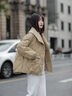 DRPR品牌女裝新品白鴨絨羽絨服女短款2025冬季新款氣質時尚純色外套 卡其色 S 曬單實拍圖