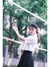 白襯衫女夏短袖jk制服套裝高中生初中生畢業(yè)服班服校服日系學(xué)院風(fēng) 女白短袖（刺繡)+藍短裙+細交叉 M 曬單實(shí)拍圖