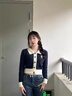 DGOV學(xué)院風(fēng)灰色短款針織開衫女秋季2025年新款法式翻領(lǐng)小個(gè)子毛衣外套 灰色 S 建議75-95斤 曬單實(shí)拍圖