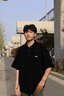 威登羊夏季男士冰絲短袖t恤寬松潮流高級(jí)感半袖上衣服搭配帥氣休閑套裝 黑外套+白短T+淺藍(lán)牛仔褲【三件 XL 曬單實(shí)拍圖