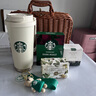 星巴克杯子禮品定制水杯雙飲口保溫杯吸管杯咖啡杯伴手禮禮物 白色咖啡藤編禮盒 曬單實(shí)拍圖