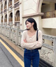 DAVEY MODE方領(lǐng)浣熊絨短款毛衣女針織開(kāi)衫女秋冬2025新款外 杏色 M 建議95-105斤 曬單實(shí)拍圖