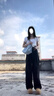 途尊韓版簡(jiǎn)約森系通勤托特包高級軟糯感學(xué)生上課雙肩背包單肩斜挎包包 藍色+云朵掛件 曬單實(shí)拍圖