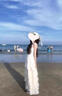微光里法式溫柔蛋糕裙海邊度假連衣裙女夏季2025新款收腰顯瘦氣質(zhì)長裙子 杏色 M 曬單實拍圖