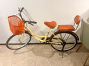 EG7親子母子自行車(chē)普通單車(chē)座雙人寶寶可載帶娃接送小孩子護欄成人女 豪華版-復古黃 24寸（適合身高：145-165cm） 曬單實(shí)拍圖