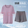 特步（XTEP）兒童童裝男女童小童拼色圓領(lǐng)短袖針織衫 靛藍(lán)紫 120 曬單實(shí)拍圖