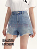 森馬（Semir）牛仔褲女寬松美式熱褲酷颯風夏街頭毛邊短褲復古辣妹103324122010 曬單實拍圖