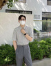 啄木鳥(niǎo)條紋襯衫男七分袖夏季潮流免燙商務(wù)休閑男士襯衣上衣服男裝夏裝 白色黑條 XL 曬單實(shí)拍圖