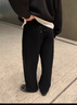Homlean美式垂感休閑褲男春夏直筒寬松彎刀衛(wèi)長(zhǎng)褲子JC01黑色XL 曬單實(shí)拍圖
