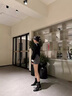 卡帝樂鱷魚（CARTELO）棕色短靴女高跟2025秋冬新款百搭法式小踝靴粗跟方頭彈力瘦瘦靴 米白色升級版 37 曬單實(shí)拍圖