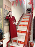 紫魅俏高端喜婆婆婚宴旗袍喜服結(jié)婚高貴刺繡媽媽婚禮敬酒禮服連衣裙女裝 酒紅色【七分袖】 2XL (建議125-135斤) 曬單實(shí)拍圖
