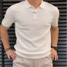 倉石一樹(shù) KAZUKI KURAISHI商務(wù)高端感針織短袖polo衫男士2025新款夏季翻領(lǐng)T恤 白色 2XL 曬單實(shí)拍圖