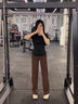 lululemonLLmon大口袋磨毛休閑百搭窄版闊腿褲外穿顯瘦運(yùn)動(dòng)瑜伽長(zhǎng)褲 板栗色 板栗色 M （4）100-115 曬單實(shí)拍圖