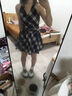 貞喜氣辣妹掛脖連衣裙黑白格子v領(lǐng)連衣裙女春夏季新款收腰顯瘦A字短裙 黑白格 L 曬單實(shí)拍圖
