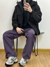樂卡利山系戶外沖鋒褲男2025春季新款寬松直筒登山工裝褲防水防風運動長 紫色 XL 曬單實拍圖