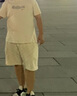 卡賓（CABBEEN）【老花滿印】重磅休閑短褲男2024夏新款寬松運動褲潮流五分褲 杏色15 2XL (185) 54/185 曬單實拍圖