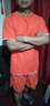 卡度頓(兩件套) 短袖t恤男套裝夏季華夫格半袖男士運動夏天衣服男裝套裝 兩件裝 橘色（上衣+褲子） 2XL 曬單實拍圖