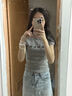 樂卡利短袖t恤女辣妹裝正肩灰色圓領(lǐng)夏季新款修身小狗印花短款顯瘦上衣 正肩短款上衣 灰項(xiàng)鏈狗 90-110斤 曬單實(shí)拍圖