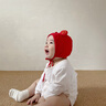 貝娜茜嬰兒帽子春秋季寶寶紅色護鹵門(mén)帽嬰幼兒包頭帽護耳帽周歲帽過(guò)年女 平安-紅色 6-18個(gè)月（44-48CM) 曬單實(shí)拍圖