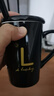 共禾京品馬克杯陶瓷杯子咖啡杯情侶茶杯男女大容量380ml 帶勺帶蓋(黑色) 曬單實拍圖