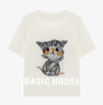 百家好（Basic House）Basic House/百家好貓咪珍珠短袖T恤夏季新款減齡圓領(lǐng)針織上衣女 米色 L 曬單實(shí)拍圖