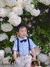 FIDQIOG品牌男童夏季西裝套裝寶寶周歲禮服花童主持英倫風(fēng) K2：藍(lán)色【短袖+短褲+背帶+領(lǐng)結(jié) 130 cm 曬單實(shí)拍圖