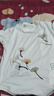 裝中老年短袖t恤女寬松大碼女裝半袖體桖衫洋氣減齡上衣 78下印白色【銀杏葉-上下】 L 曬單實(shí)拍圖