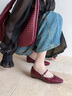 妙麗（Millies）品牌內(nèi)增高瑪麗珍鞋女真皮淺口潮流皮鞋2025夏季新款百搭休閑單鞋 酒紅色 36 (230mm)  標(biāo)準(zhǔn)碼 曬單實拍圖