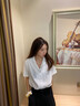 妙奕嘉白襯衫女白色襯衣女士短袖夏季新款2025洋氣輕奢高級感職業(yè)通勤風 日系v型翻領短袖襯衫【白色】 XL 【建議108-125斤】 曬單實拍圖
