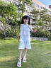 女童連衣裙夏季2025新款洋氣兒童公主裙子超好看女大童無袖蛋糕裙 藍(lán)色 140 曬單實(shí)拍圖