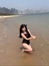 洲克（ZOKE）新款女士遮肚顯瘦修身連體三角泳衣zoke舒適不勒性感露背游泳衣 黑炫彩氣泡貓 L 曬單實(shí)拍圖