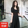 【赫本風(fēng)】顯瘦連衣裙女2025新款夏收腰小黑裙法式方領(lǐng)過(guò)膝長(zhǎng)裙 黑色 L 曬單實(shí)拍圖