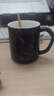 傳旗水杯陶瓷馬克杯咖啡杯帶勺蓋學(xué)生杯子陶瓷杯辦公杯420ml黑色描金 曬單實拍圖