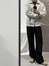 NASA GISS官方潮牌休閑褲男美式高街直筒臟臟褲寬松闊腿褲子男 黑色 XL 曬單實拍圖