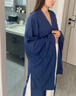 漢服中國(guó)風(fēng)直裾全套女古裝衣服古風(fēng)舞蹈改良裙子魏晉風(fēng)大袖衫套裝 藍(lán)色大袖衫 XS 曬單實(shí)拍圖