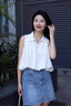 艾美琦美（AIMEIQIMEI）新款闊腿褲套裝衣服女裝2025年夏季時(shí)尚無袖背心復(fù)古牛仔褲兩件套 上衣+牛仔褲 M 曬單實(shí)拍圖