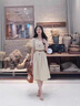 clotho Rennie品牌女裝法式連衣裙女2025夏季新款氣質(zhì)減齡收腰遮肚顯瘦a字裙子 淺米色 M 曬單實(shí)拍圖