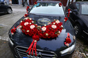 毓畔緣植絨大U婚車裝飾車頭花主婚車花迎親車隊車頭花婚禮車花假花吸盤 大號U款香檳植絨紅色圓喜款 高檔植絨仿真玫瑰 曬單實拍圖