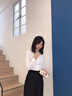 女襯衫職業(yè)正裝工作服抗皺免燙彈力白色長袖工裝商務襯衣LOOG定制 白色方領 38 /XL（110-120斤） 曬單實拍圖