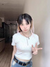 FREDRICAL2025夏季新款短袖t恤女短款上衣胸墊瑜伽運動顯瘦露背設計感百搭 白色 S 90斤以下 曬單實拍圖