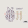 巴厘小豬【3件套】女寶寶吊帶包屁衣套裝無袖薄款連體衣夏季新生嬰兒衣服 花芷蝶影 【3件裝】 73cm 曬單實(shí)拍圖