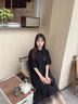 衣典零一（LEDIALYI）黑色襯衫連衣裙女裝夏季2025新款韓系學(xué)院風(fēng)小個(gè)子寬松衛(wèi)衣裙夏天 黑色 S （建議80-105斤） 曬單實(shí)拍圖